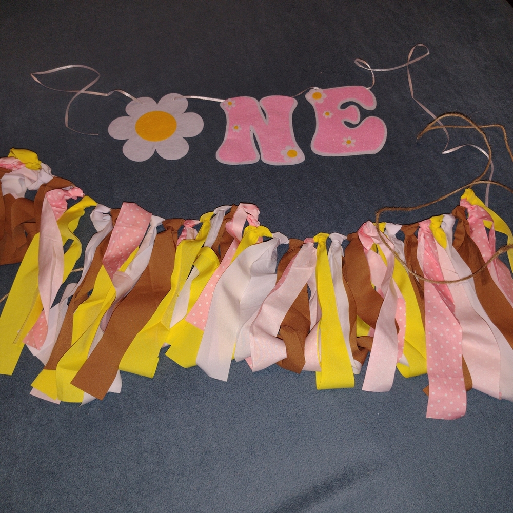 First Birthday Pink and Yellow Banner